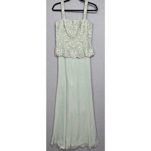 Cameron Blake by Mon Cheri Mother Of Bride Formal Lace-Beaded Green Dress Size 6